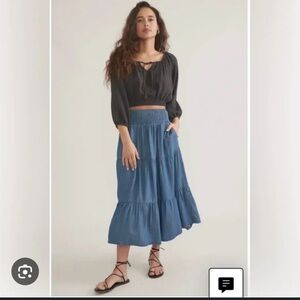Marine Layer Tiered Midi Skirt